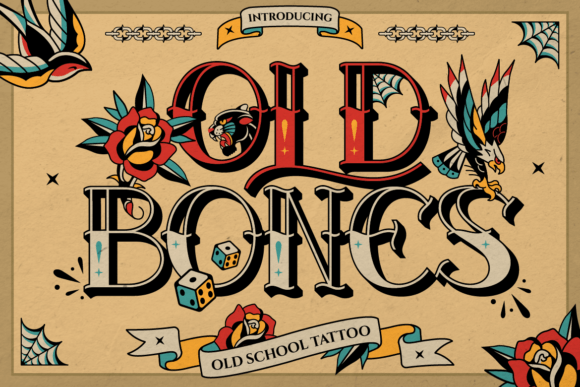 Old Bones: A Bold 1950s Tattoo Style Typeface for Modern Branding